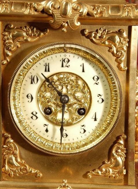fig 3. Japy Freres Antique French Brass Table Clock ~ French - Circa 1860.